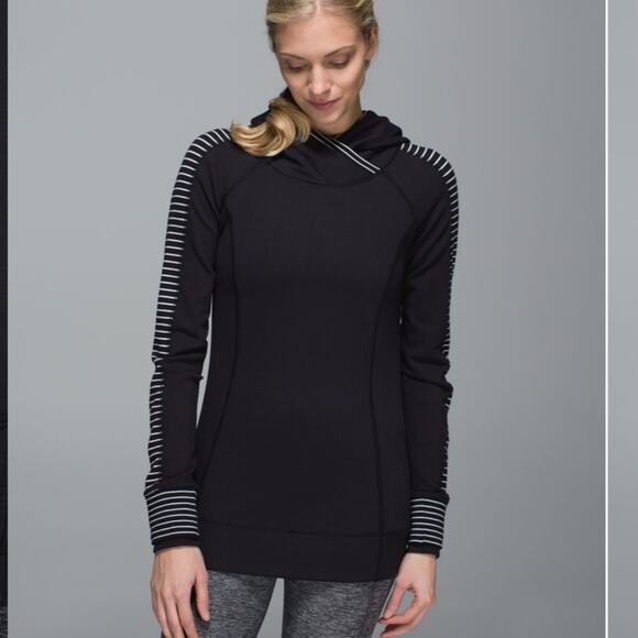 Lululemon Parallel Stiped Black and White Think Fast Hoodie - Picture 1 of 9